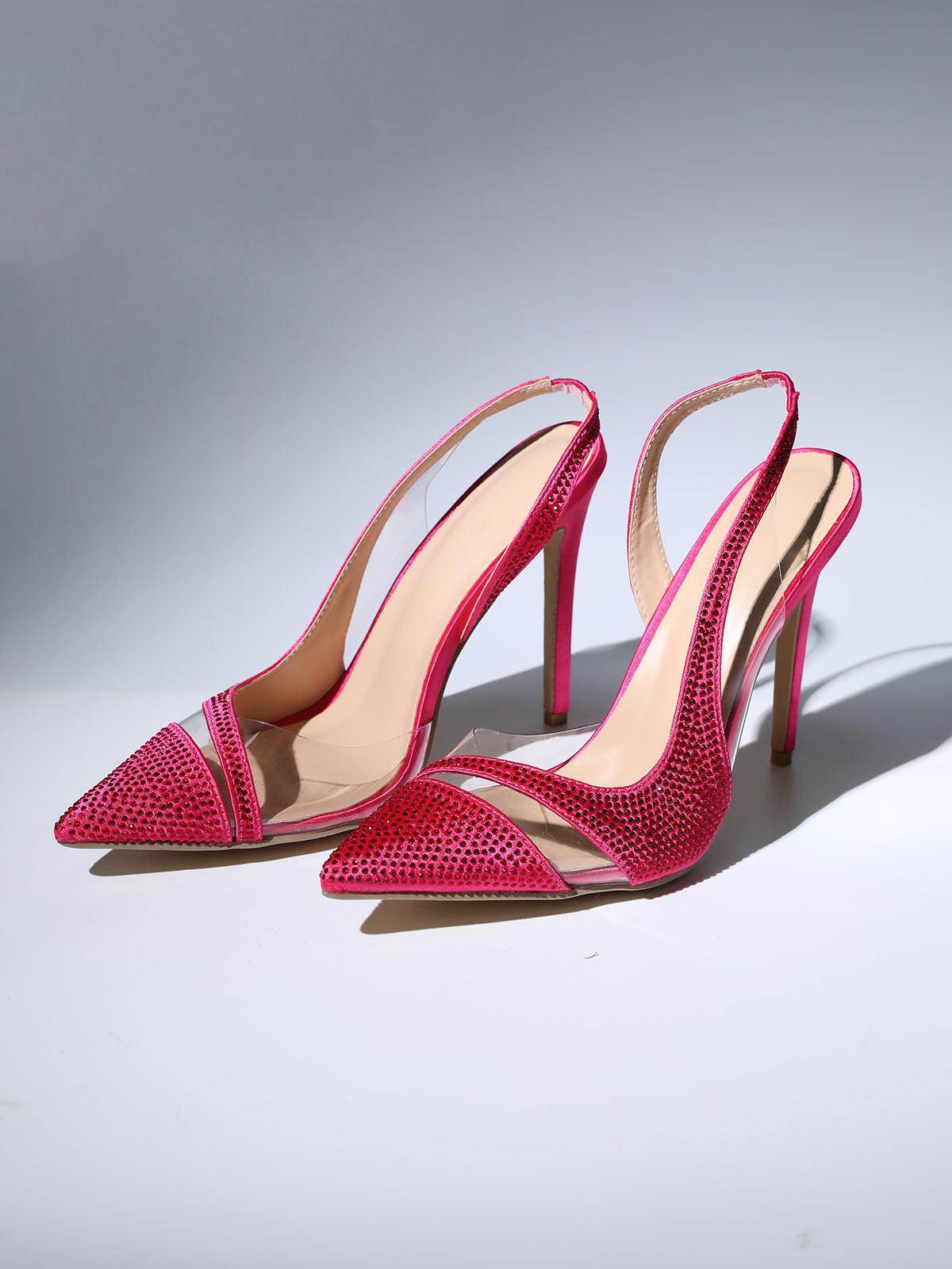 Crystal Heels In Hot Pink REBECATHELABEL