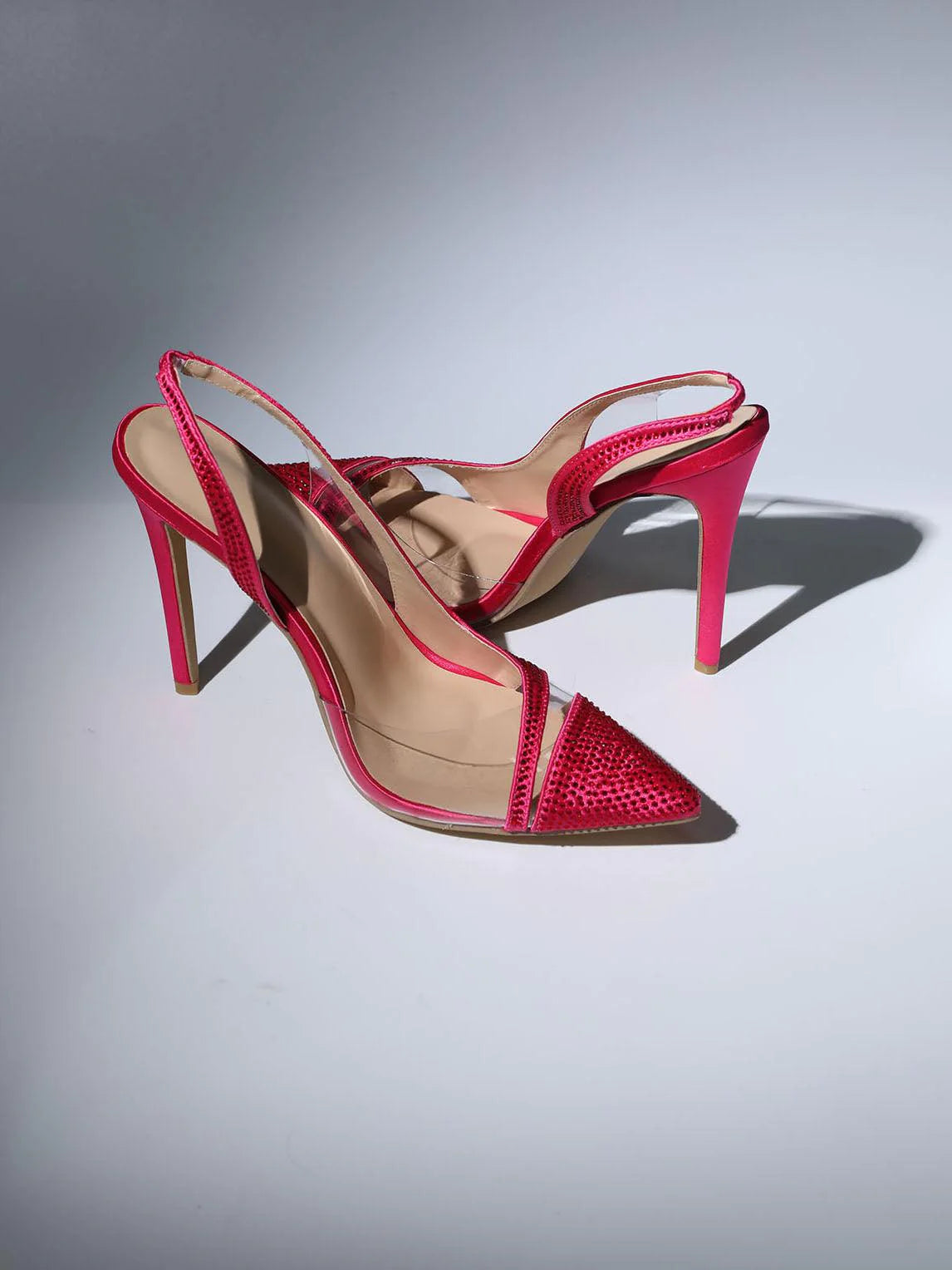 Crystal Heels In Hot Pink REBECATHELABEL