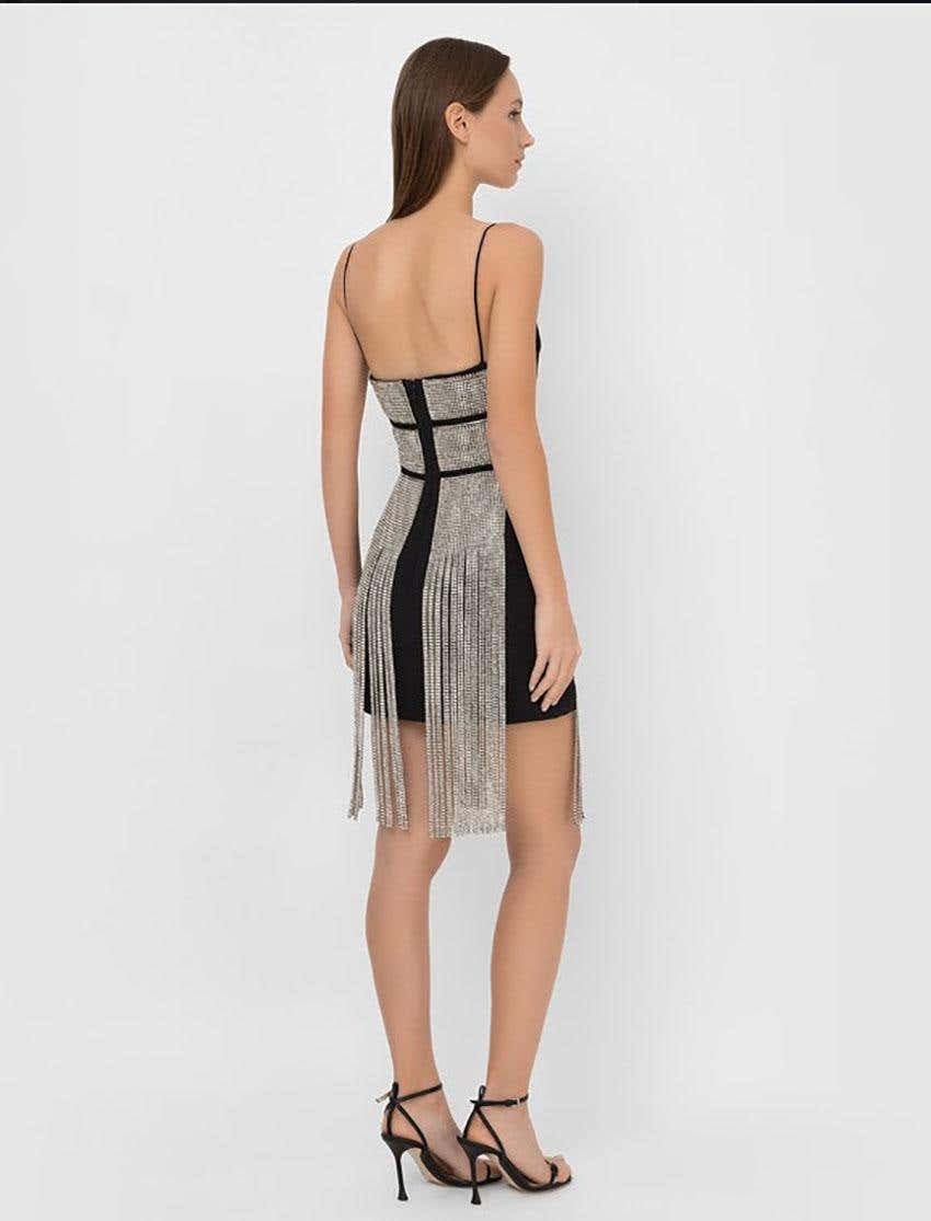 Crystal fringe rhinestone dress REBECATHELABEL