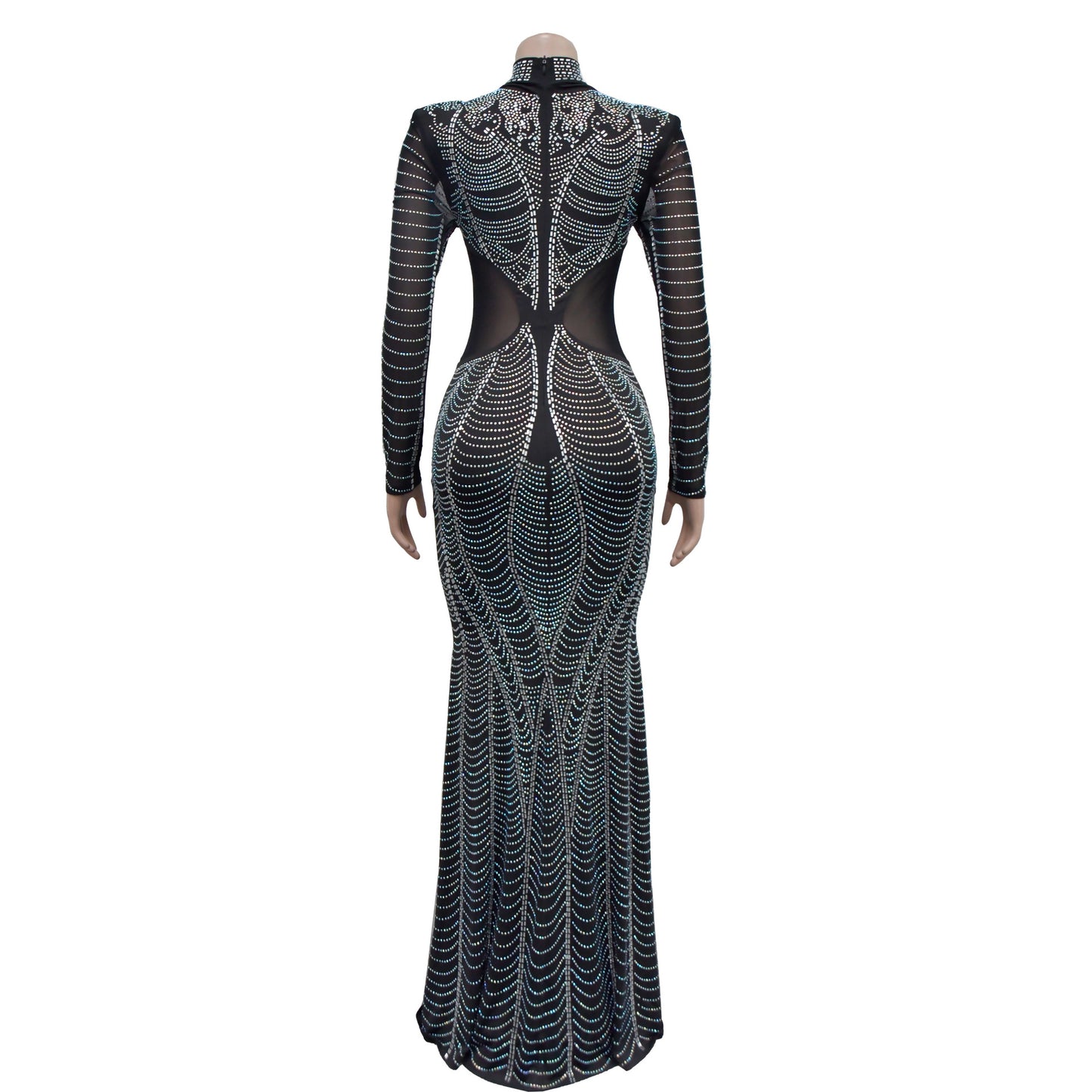 Mesh Rhinestone floor length Dress