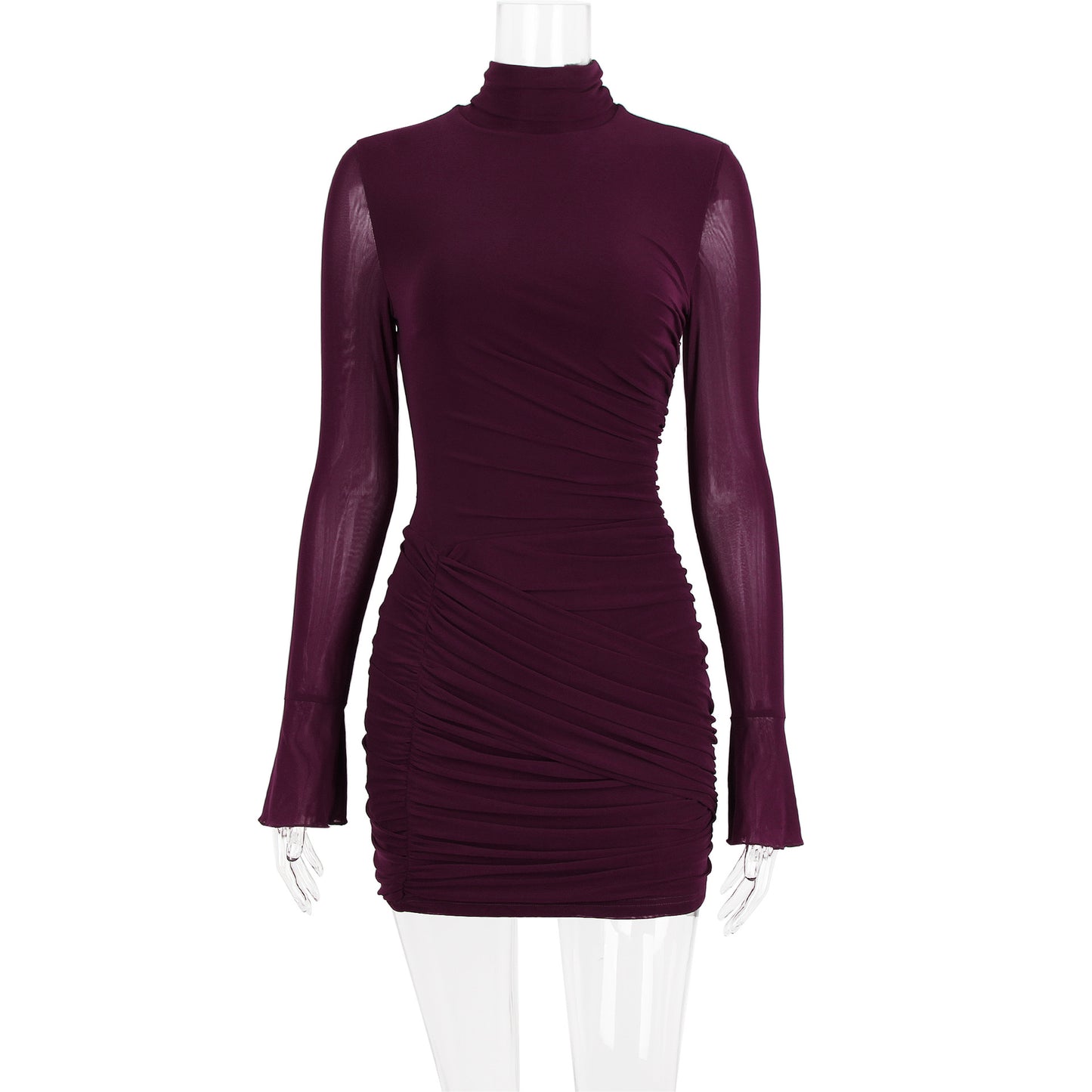 Long Sleeve Mesh Skinny Hip Dress Sexy Slim Dress