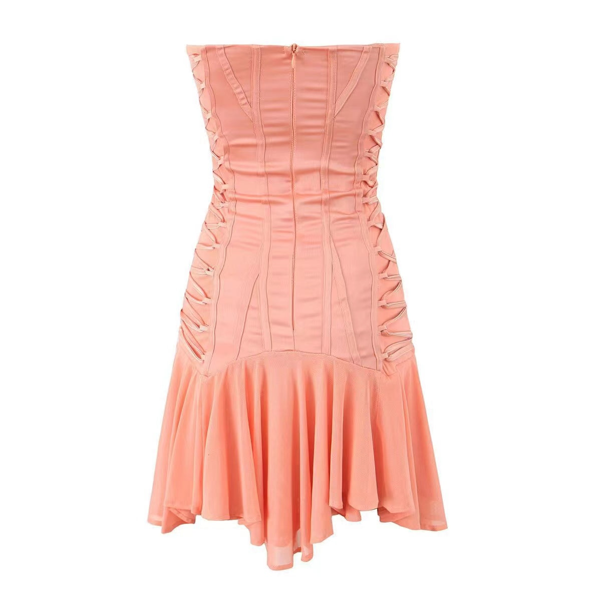 Corset Style Low Chest Mini Strapless Dress