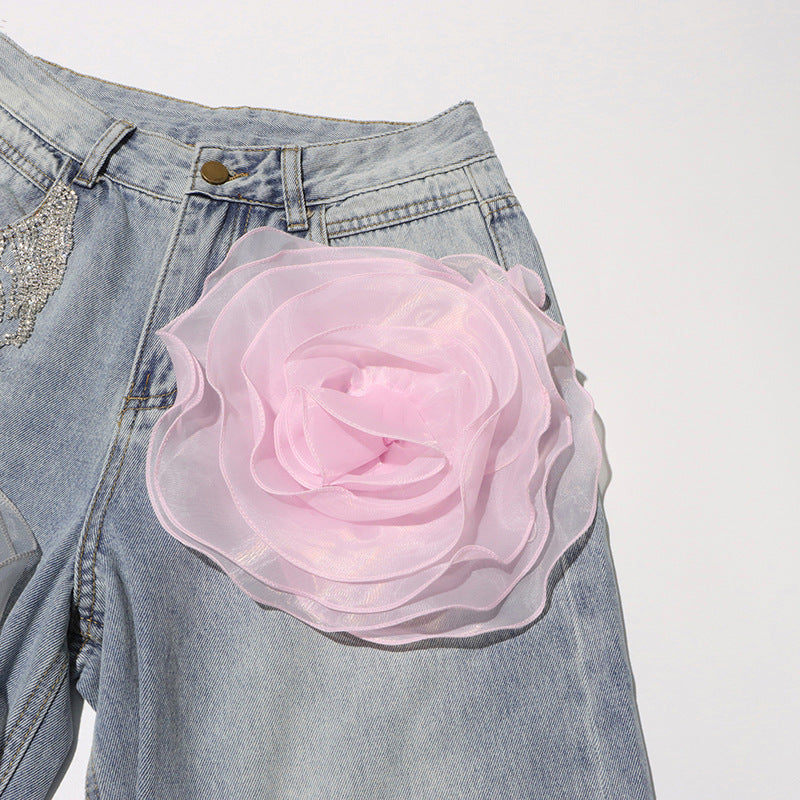 Lia denim flower pants