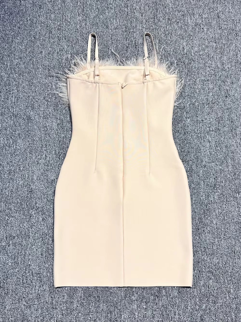 Apricot Ostrich Feathers Spaghetti Strap Backless dress