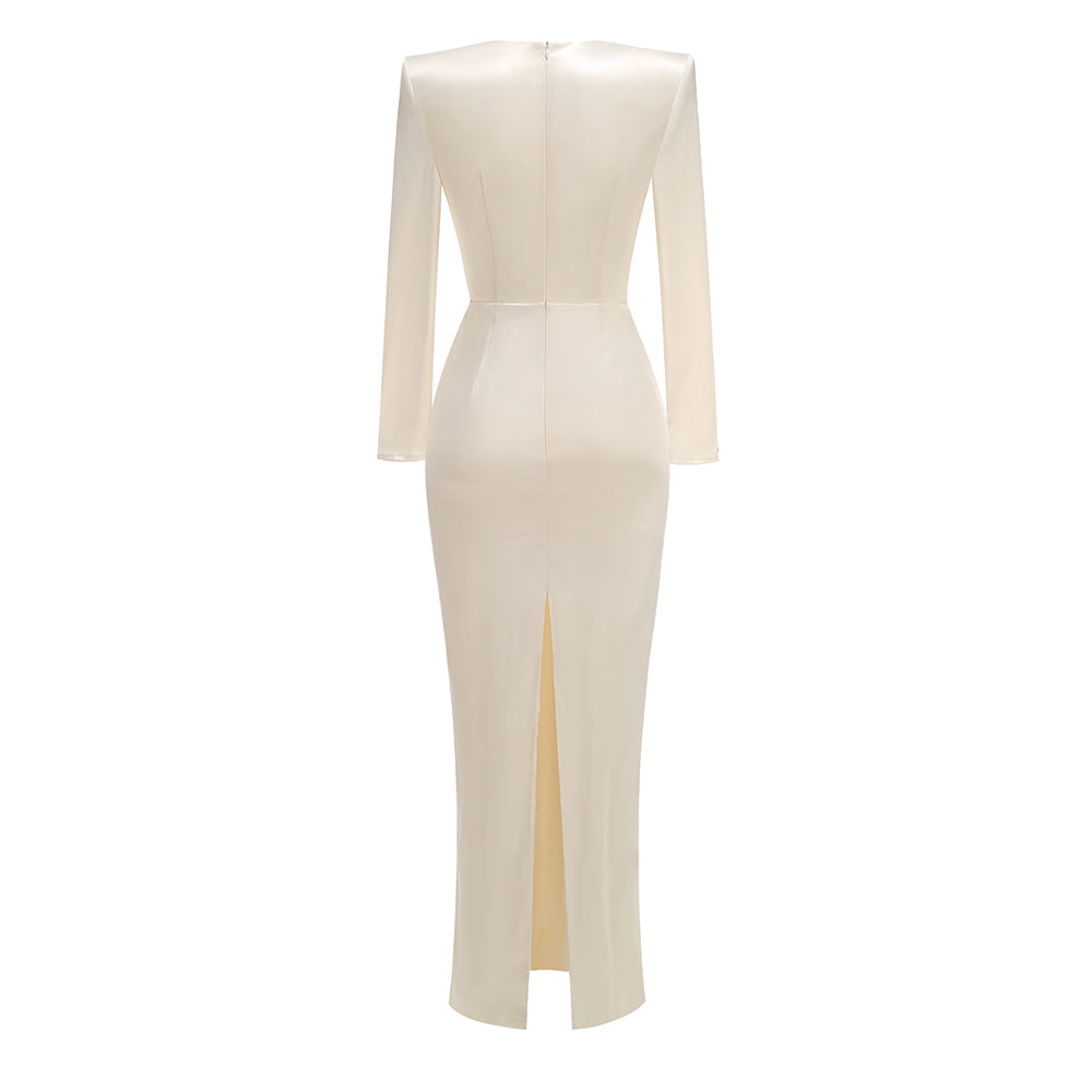 Becca white long slit dress