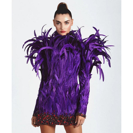 DRAMA FEATHER DRESS REBECATHELABEL