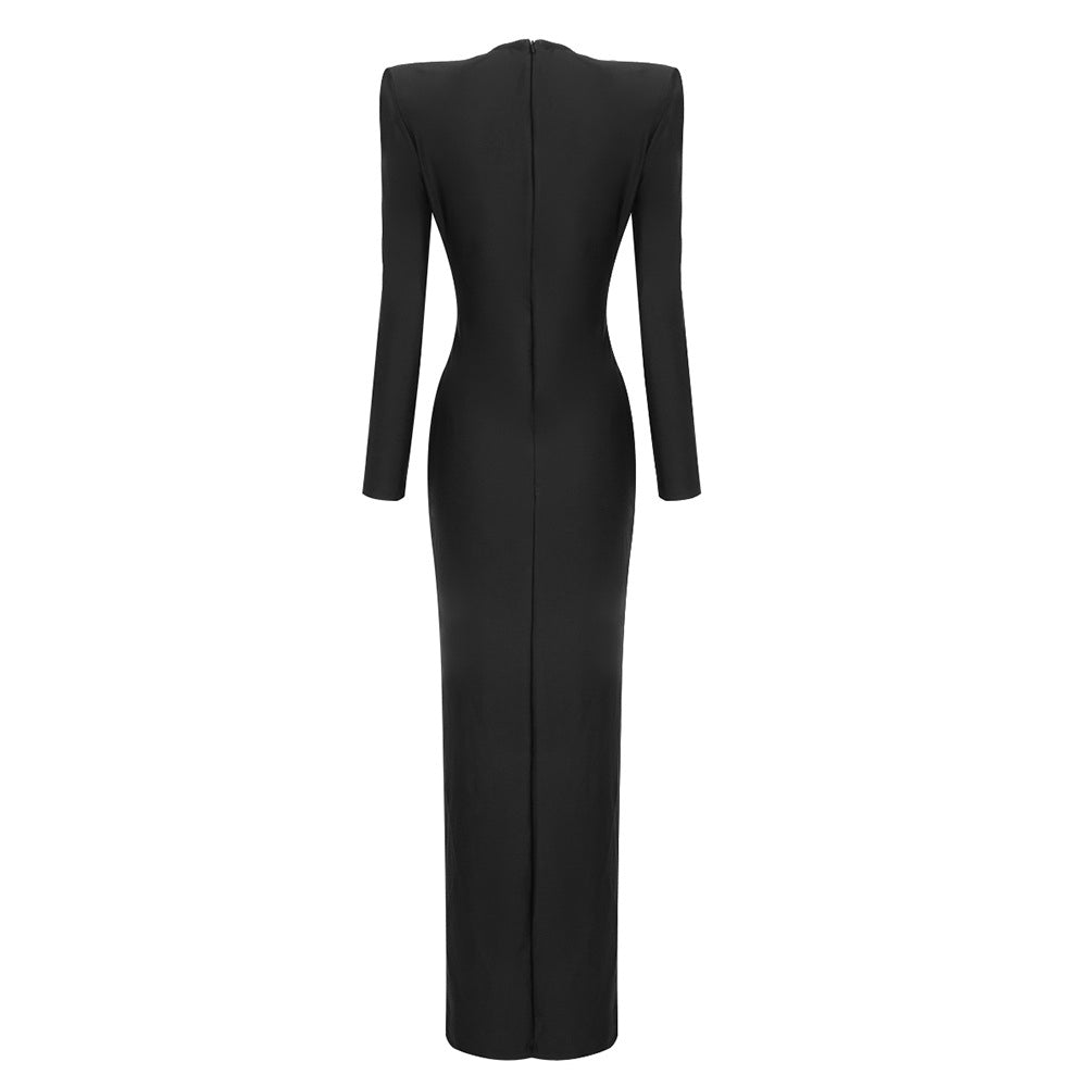 Deep V-neck Long Sleeve Slim fit dress REBECATHELABEL