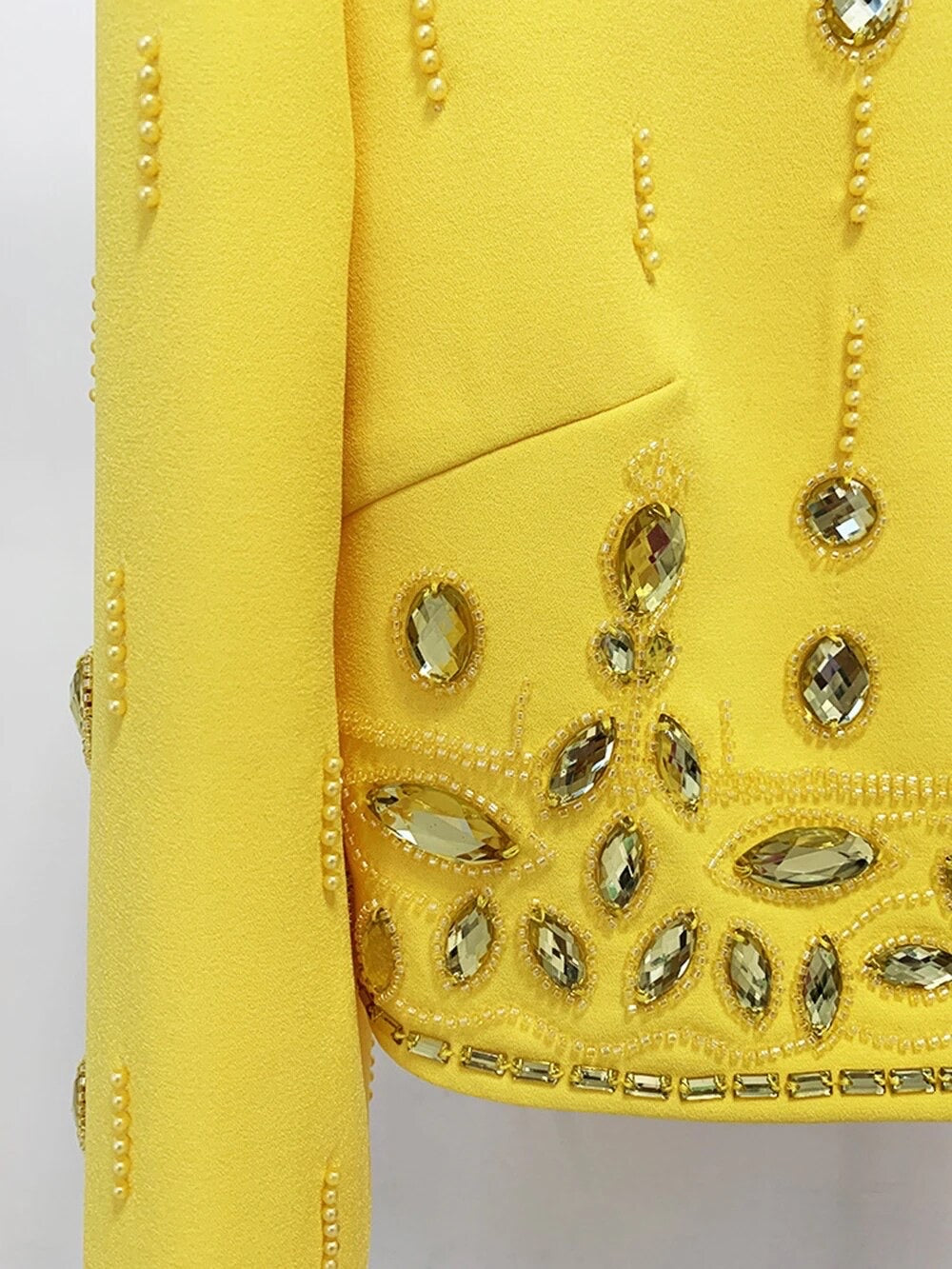 Diamond Beaded Short Top+Dress Yellow Two Piece Suit Set REBECATHELABEL