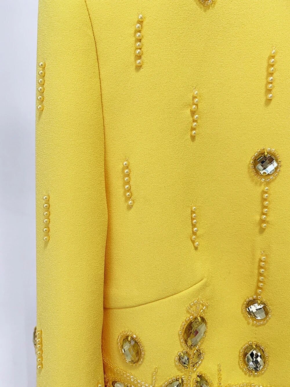 Diamond Beaded Short Top+Dress Yellow Two Piece Suit Set REBECATHELABEL