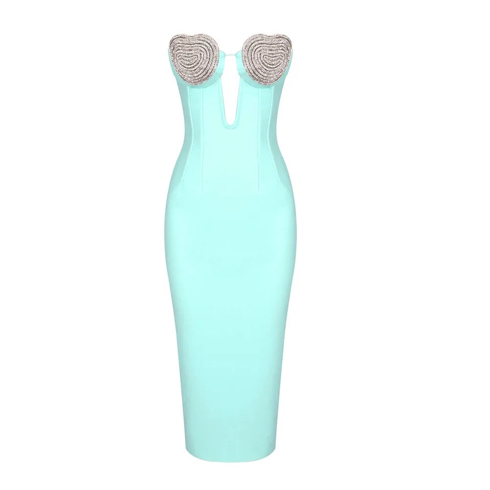 Diamond Sexy Strapless Skinny Midi Bandage Dress REBECATHELABEL