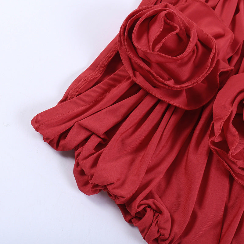 Dimensional Floral Lace Up Cutout Skirt Sets REBECATHELABEL