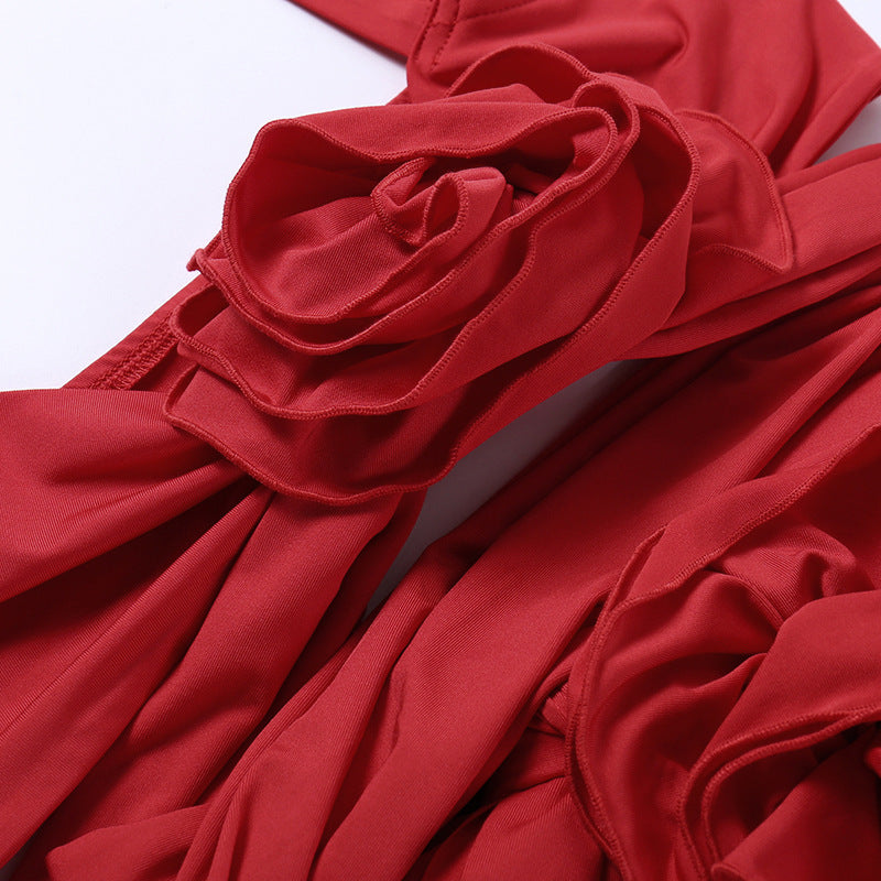 Dimensional Floral Lace Up Cutout Skirt Sets REBECATHELABEL