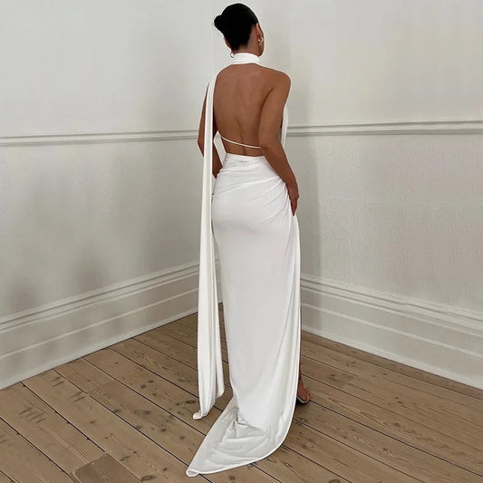 Draped Cutout Backless Maxi Dress REBECATHELABEL