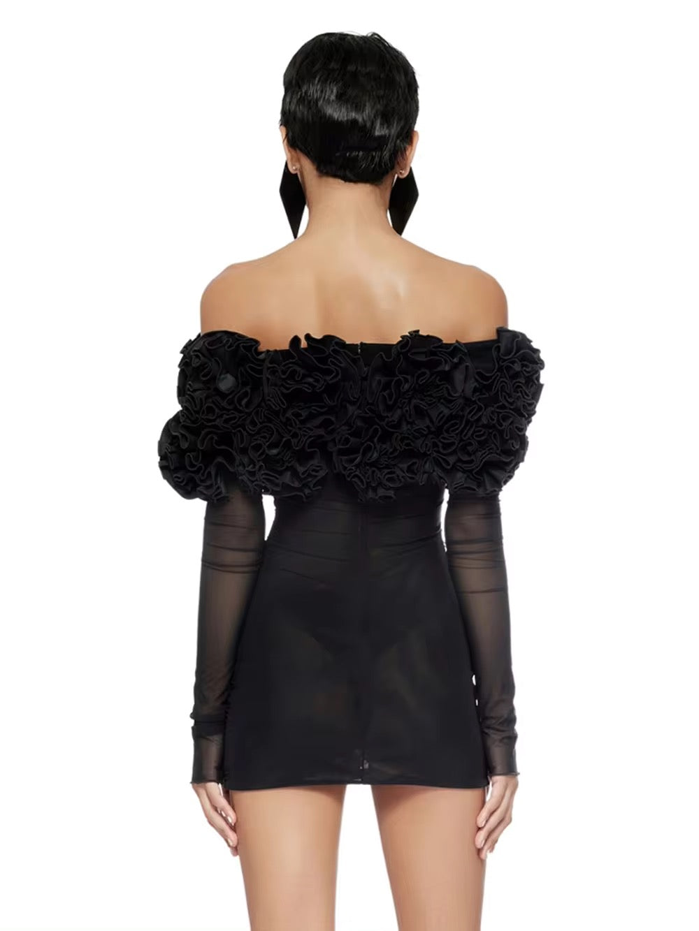 Layered Ruffle Edge Sexy Off Shoulder Mini Dress