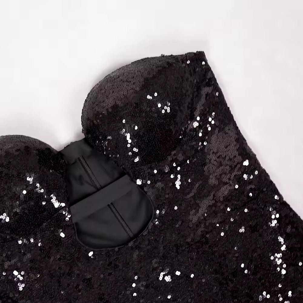 Strapless Sequin One Piece Bodysuit