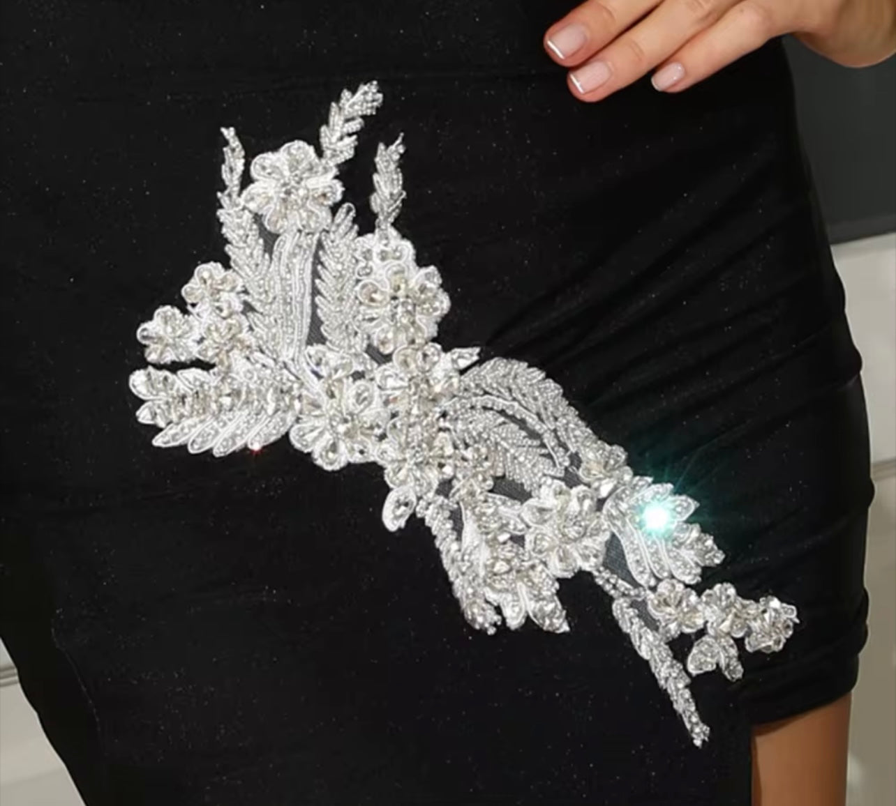 Bead Appliques Irregular High Low Dress