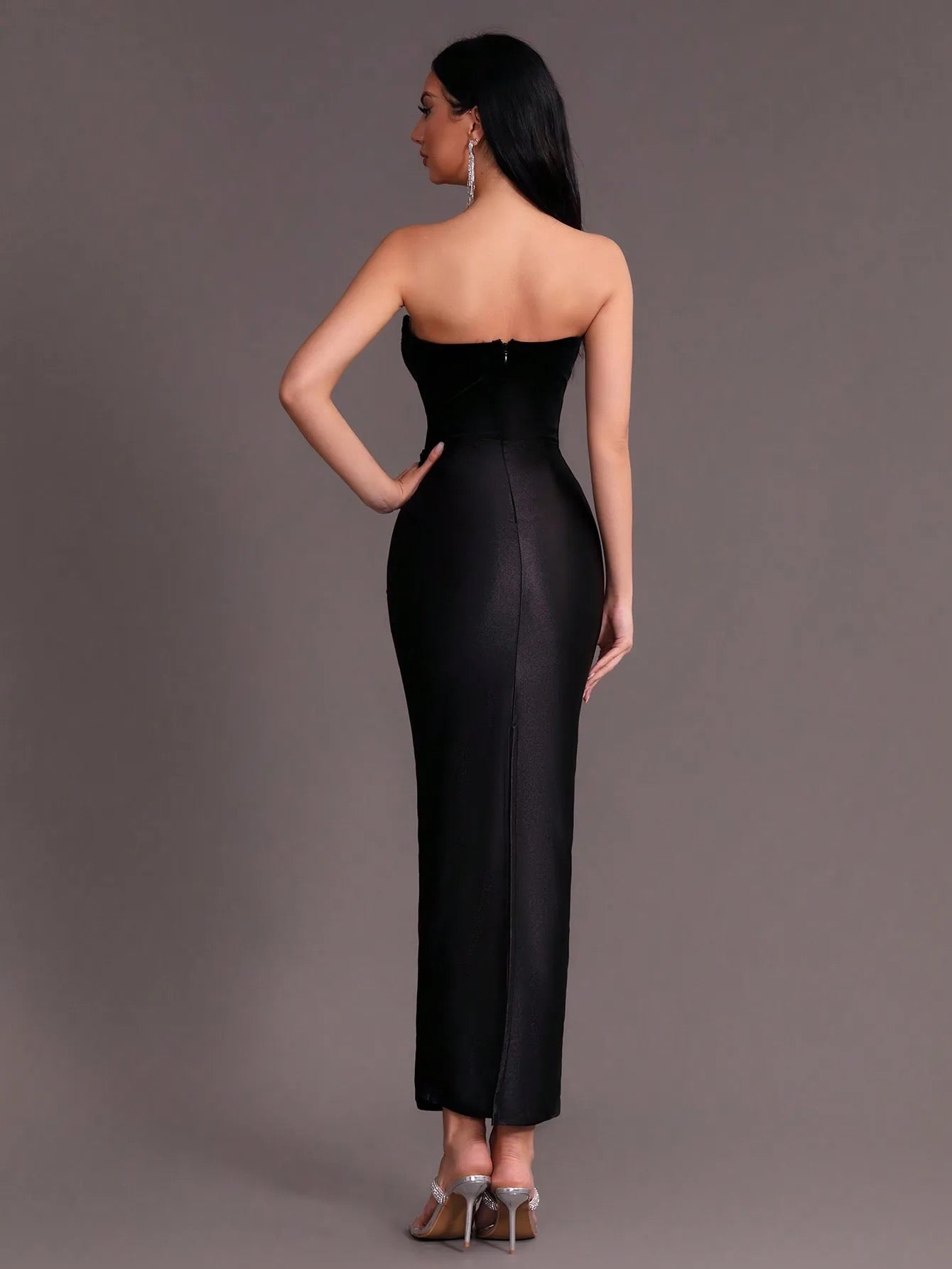 Black Ball Dress Sexy Strapless Diamond Tight dress