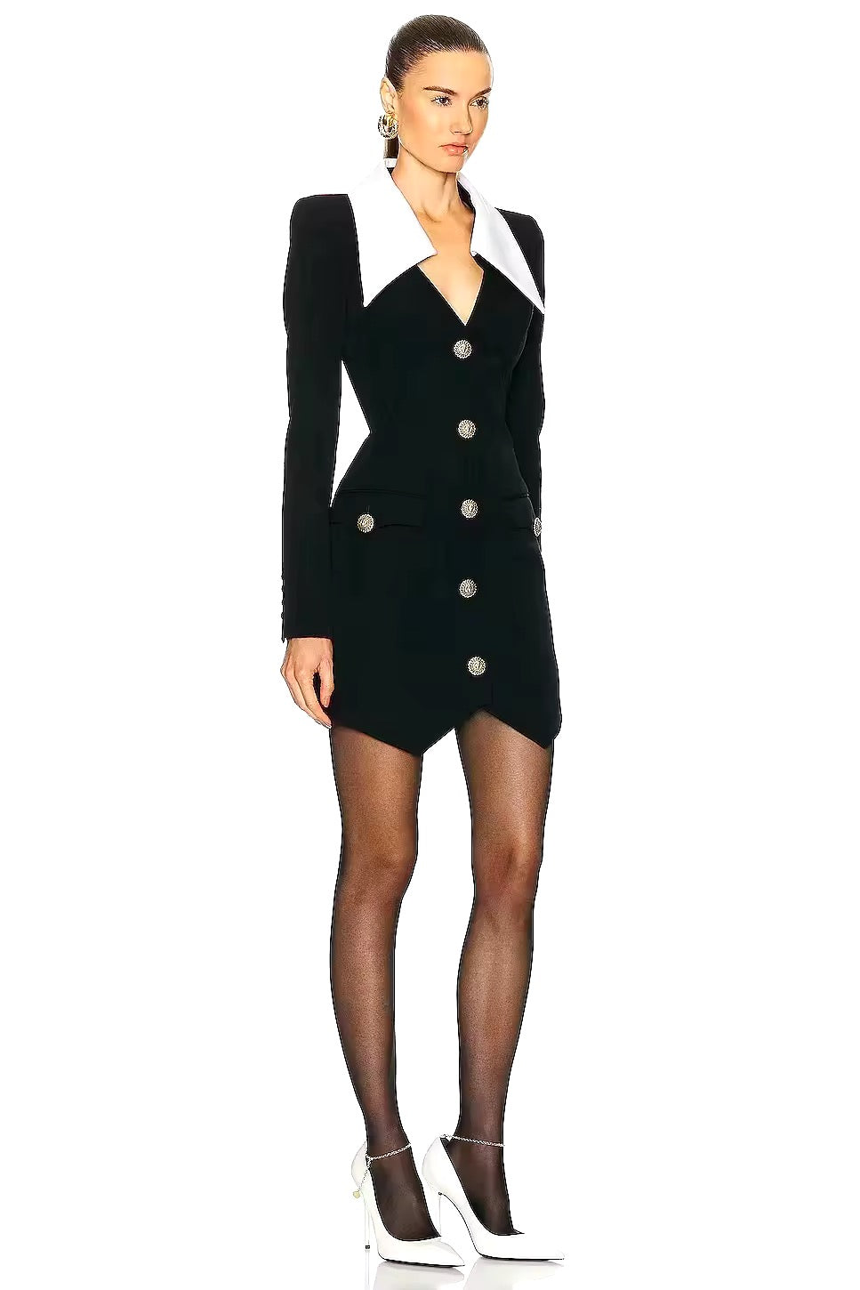 Lapel Long Sleeve Bandage Dress