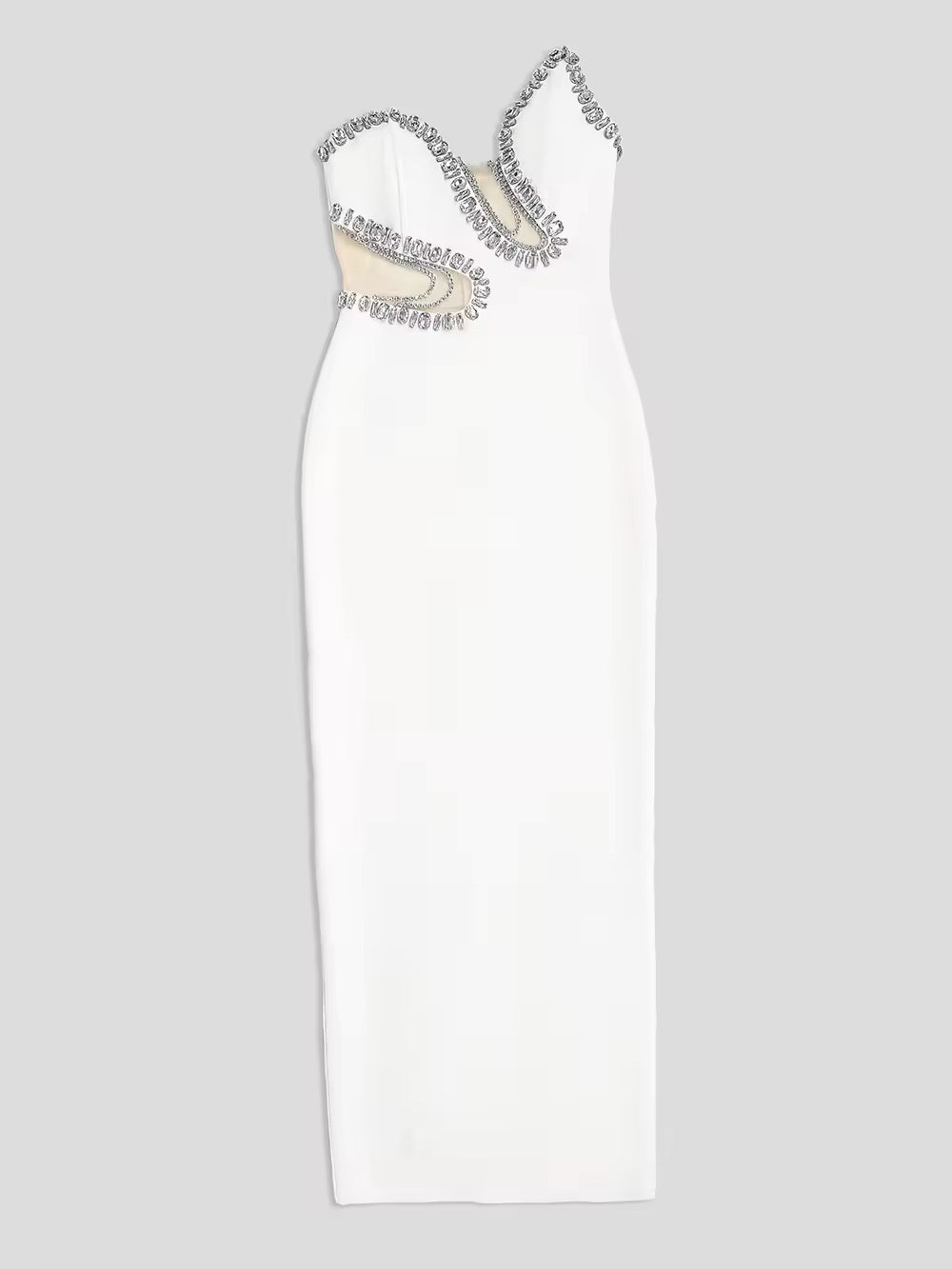 Diamond Beading Maxi Bandage Sexy Strapless Mesh dress