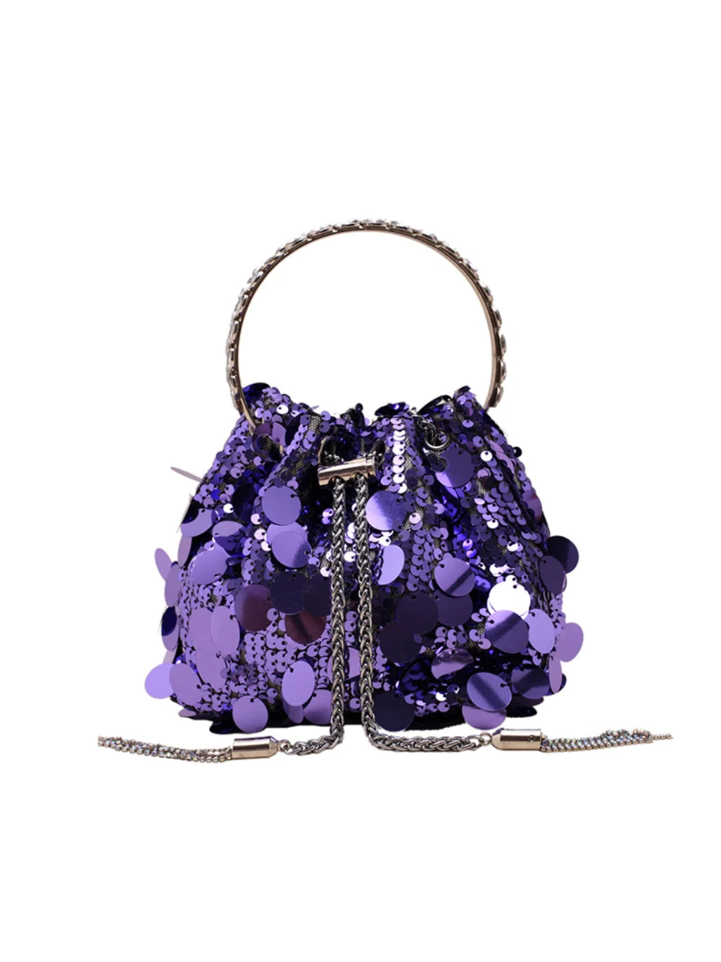 Embellished Sequin Disc Bucket Bag REBECATHELABEL