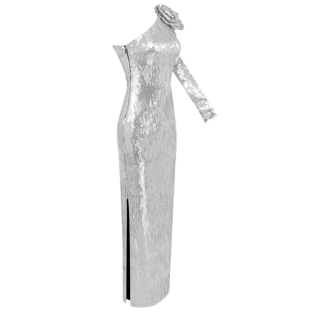 Lisa silver midi dress