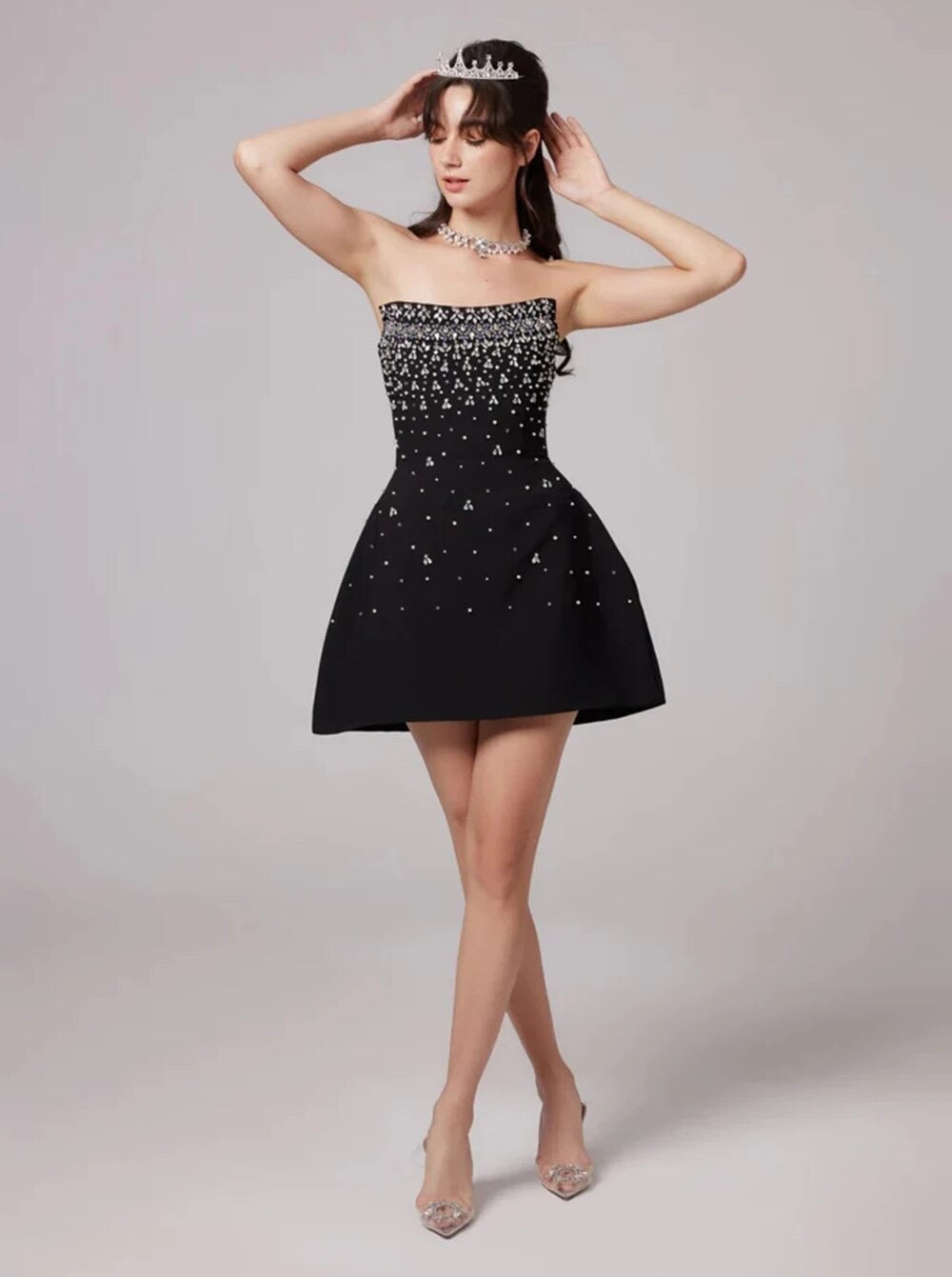 Diamond Sequins Sexy Strapless Mini Dress