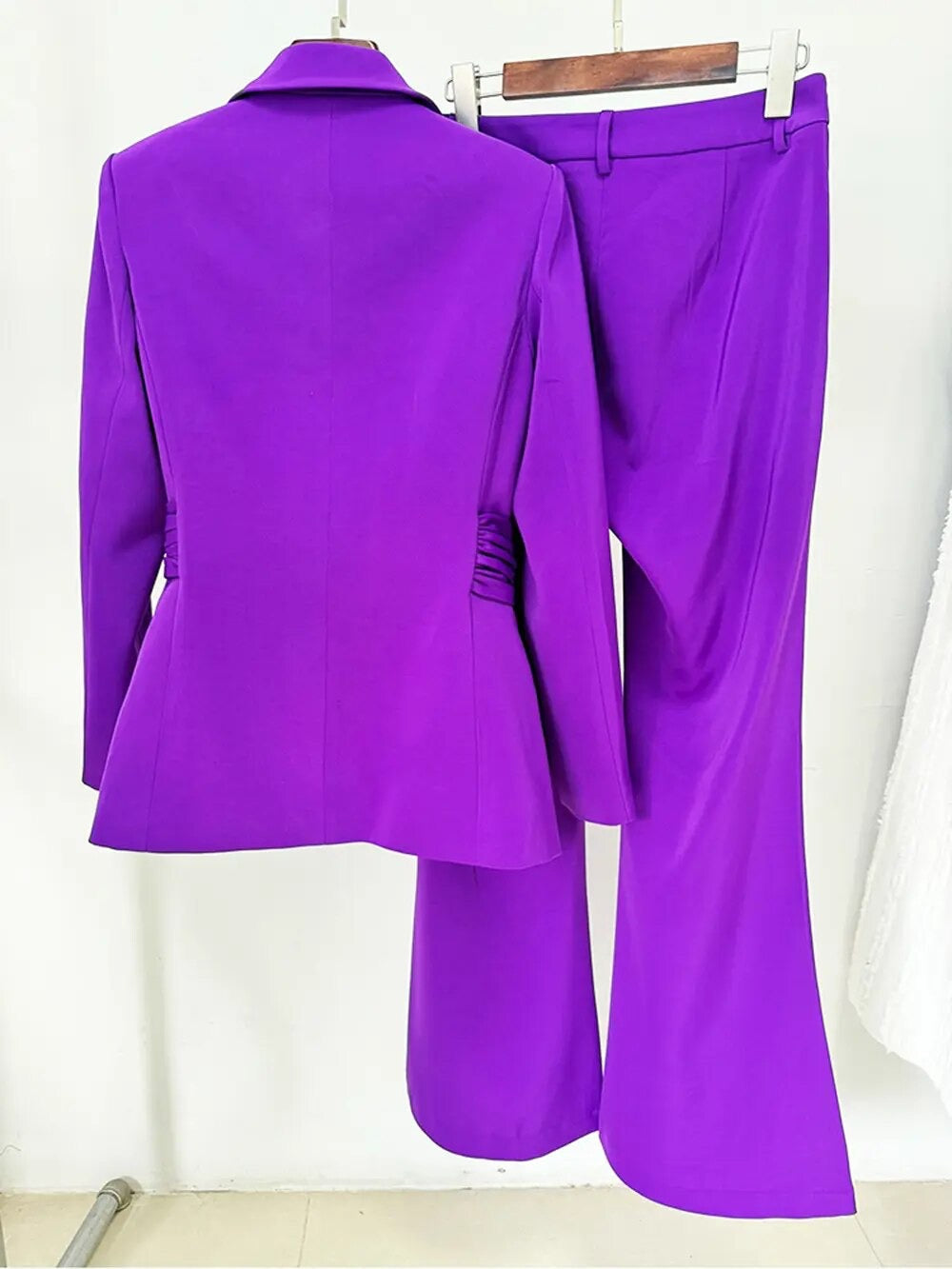 Purple Red Business Pleated Waist Set