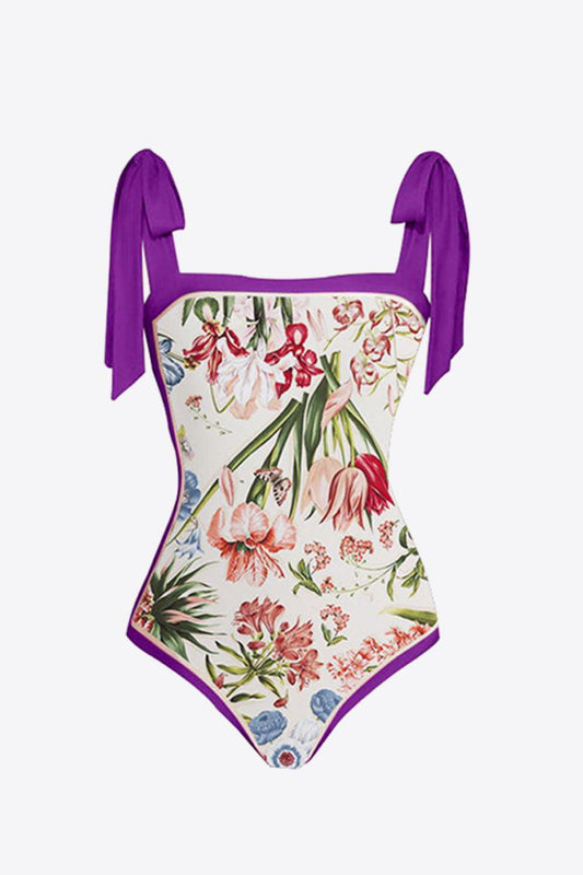 Floral Tie Shoulder Two-Piece Swim Set REBECATHELABEL