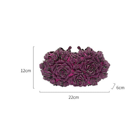 Flower Rhinestone Embellished Clutch In Purple REBECATHELABEL