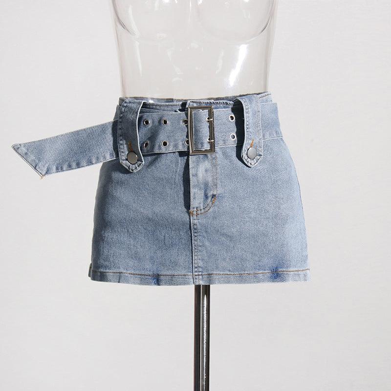 Halter off the Shoulder Short Denim set REBECATHELABEL