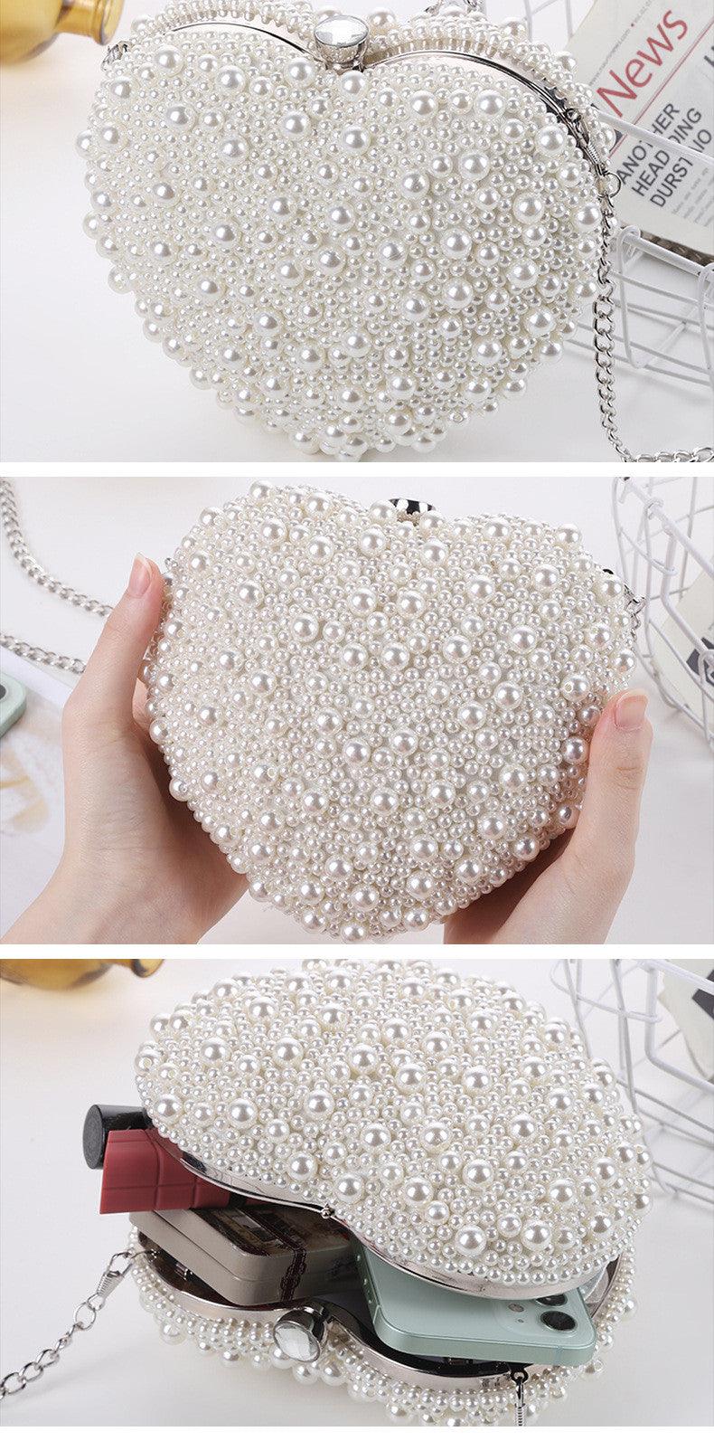 Heart Pearl Evening Bag REBECATHELABEL