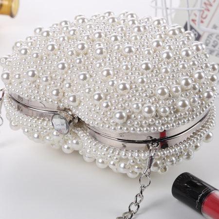 Heart Pearl Evening Bag REBECATHELABEL