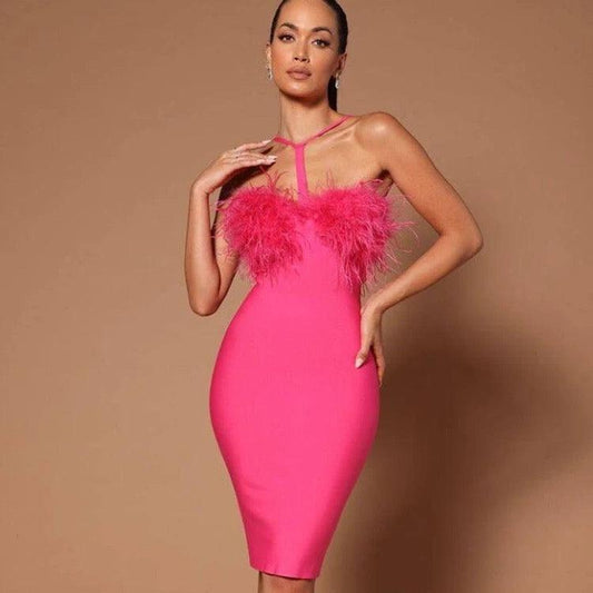 Hindu feather midi dress REBECATHELABEL