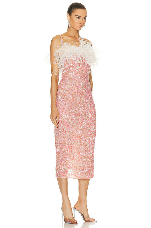 Cami feather sequin dress