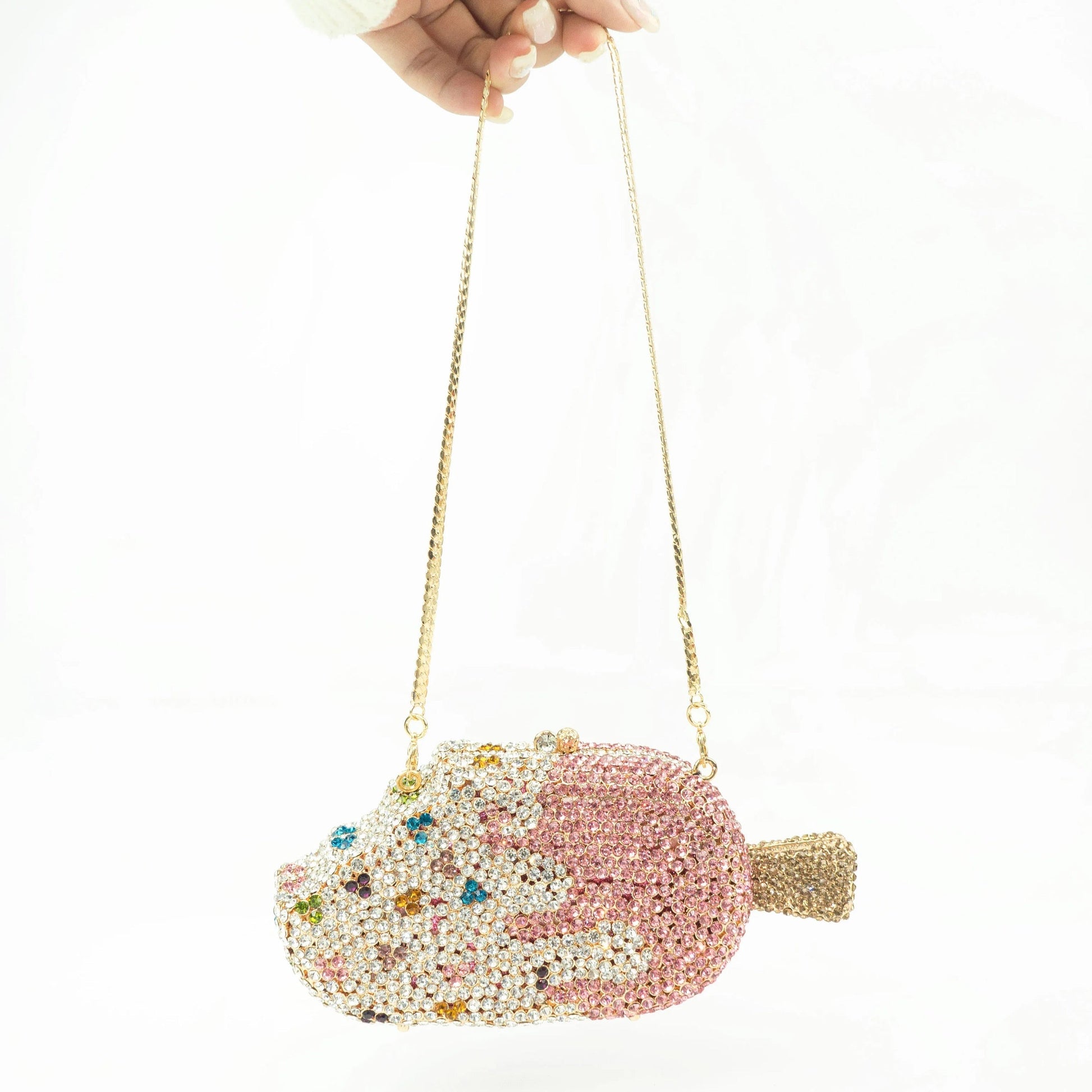 Ice cream rhinestones clutch REBECATHELABEL