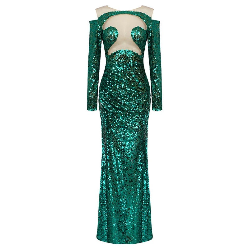 Kadesha sequin floor length dress REBECATHELABEL