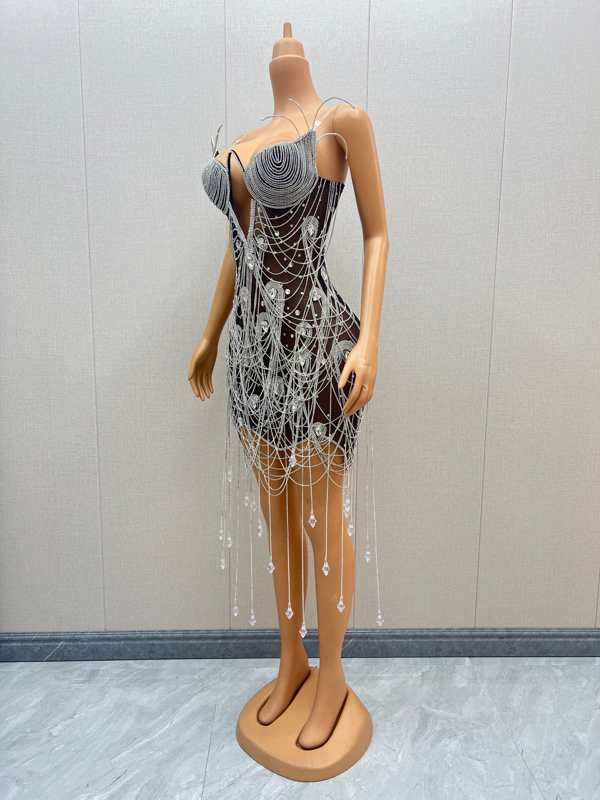 Kari hand made crystal dress REBECATHELABEL