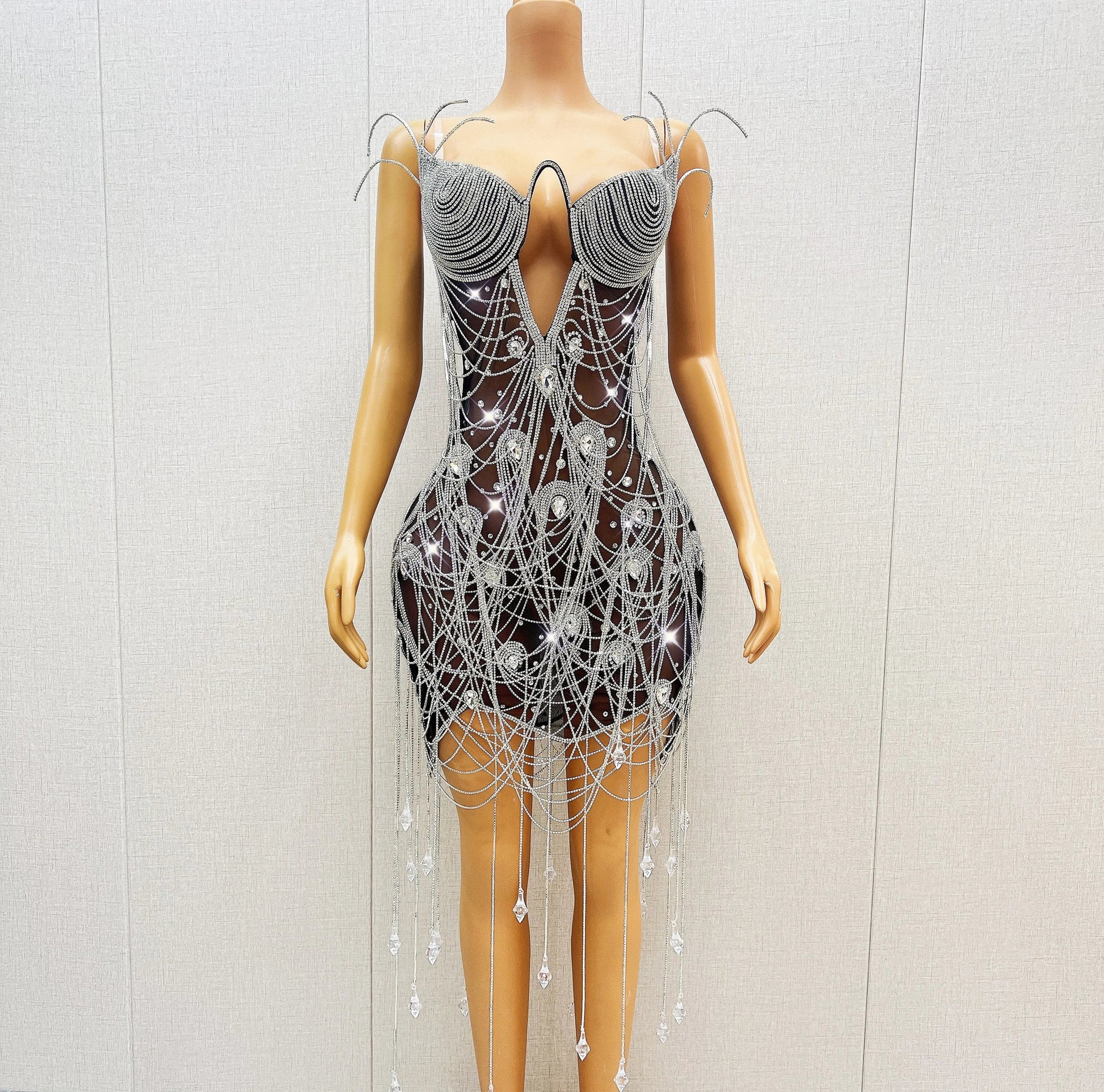 Kari hand made crystal dress REBECATHELABEL