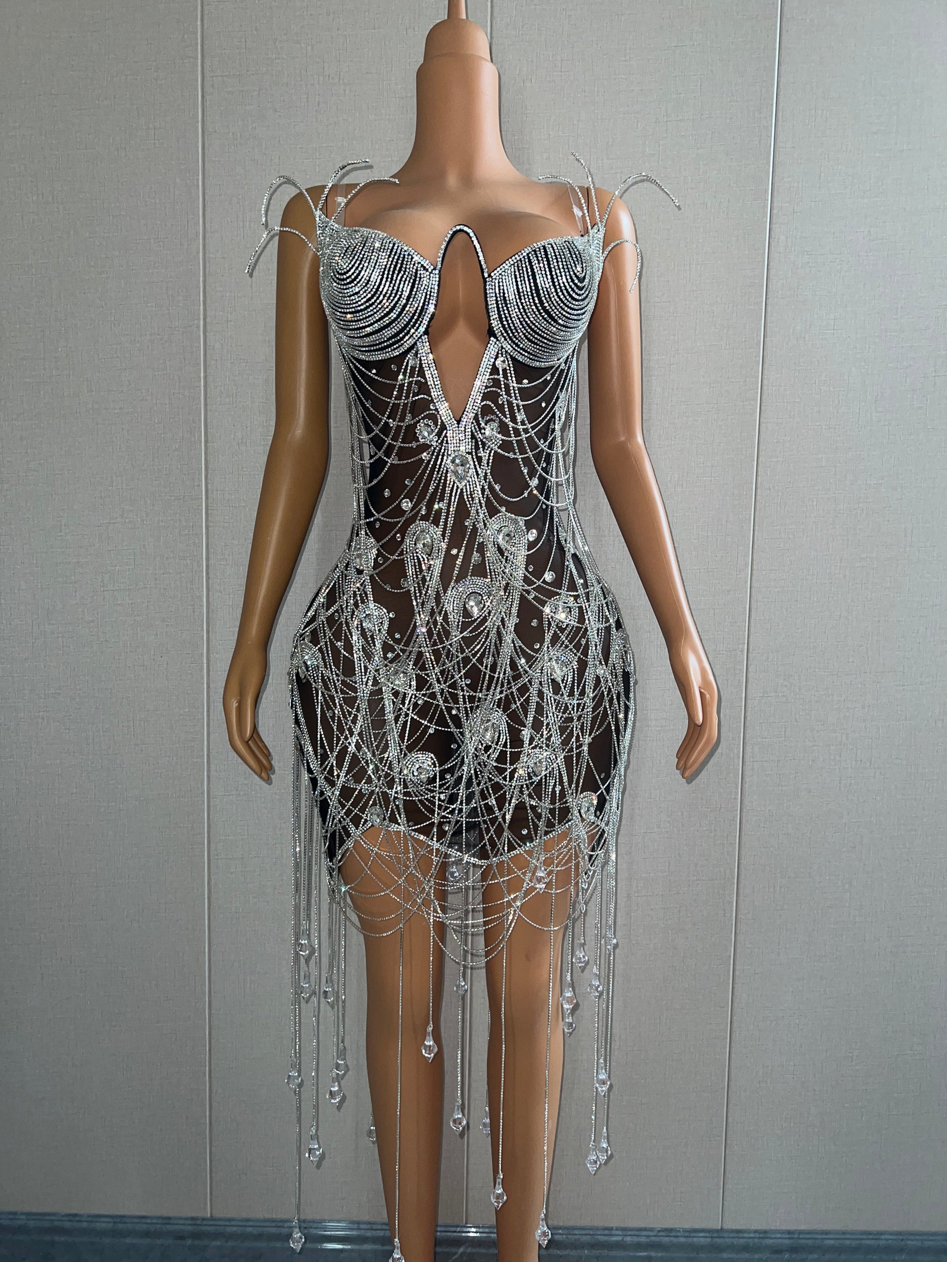 Kari hand made crystal dress REBECATHELABEL