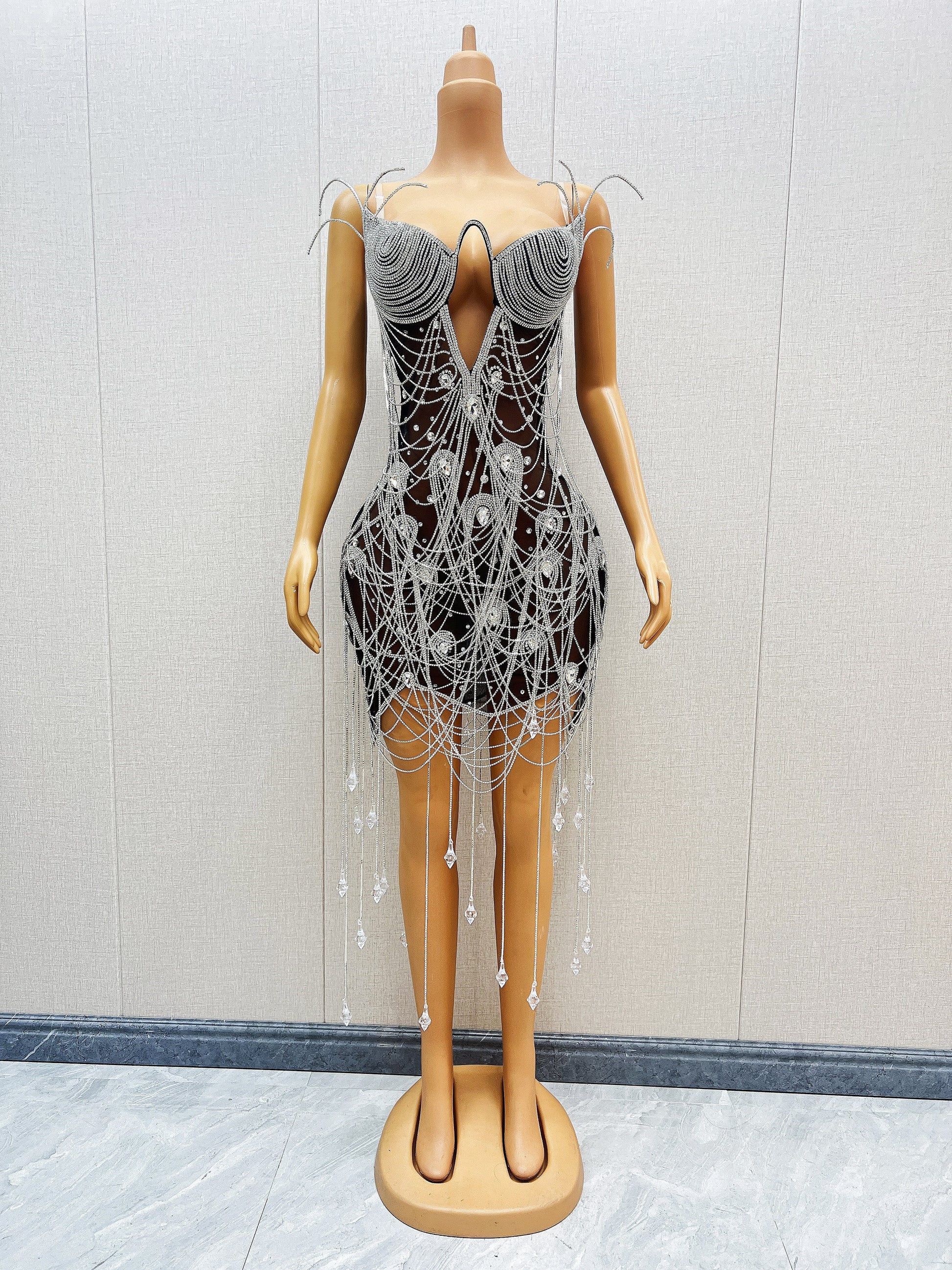 Kari hand made crystal dress REBECATHELABEL