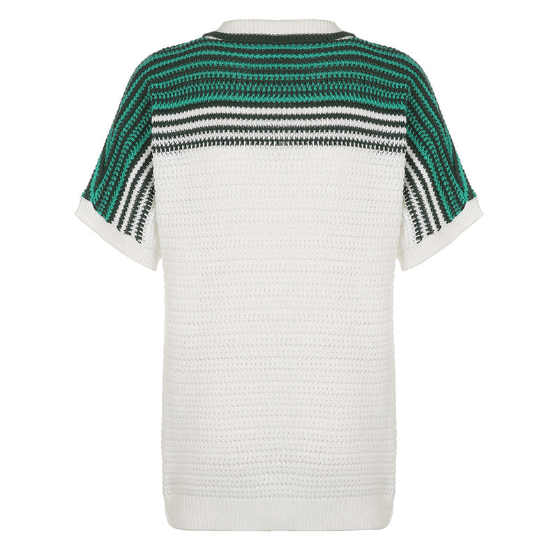 Knitted Collared Breasted Loose T shirt REBECATHELABEL