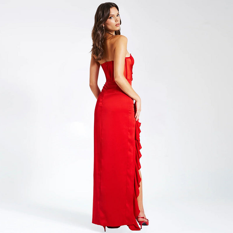 Kylie red midi dress REBECATHELABEL