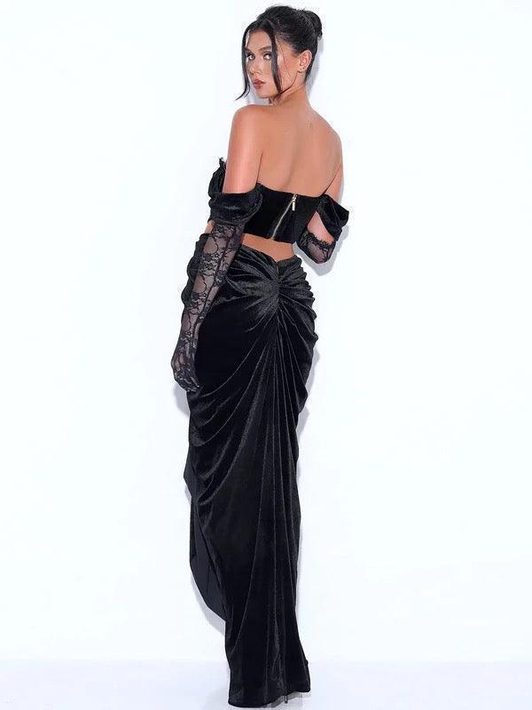 Lisa Velvet Corset Off Shoulder Gown REBECATHELABEL