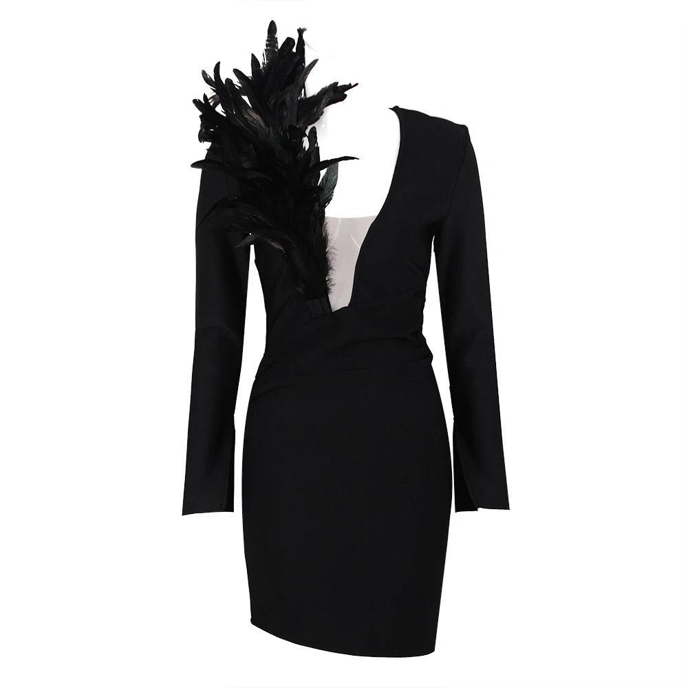 Little black feather dress REBECATHELABEL