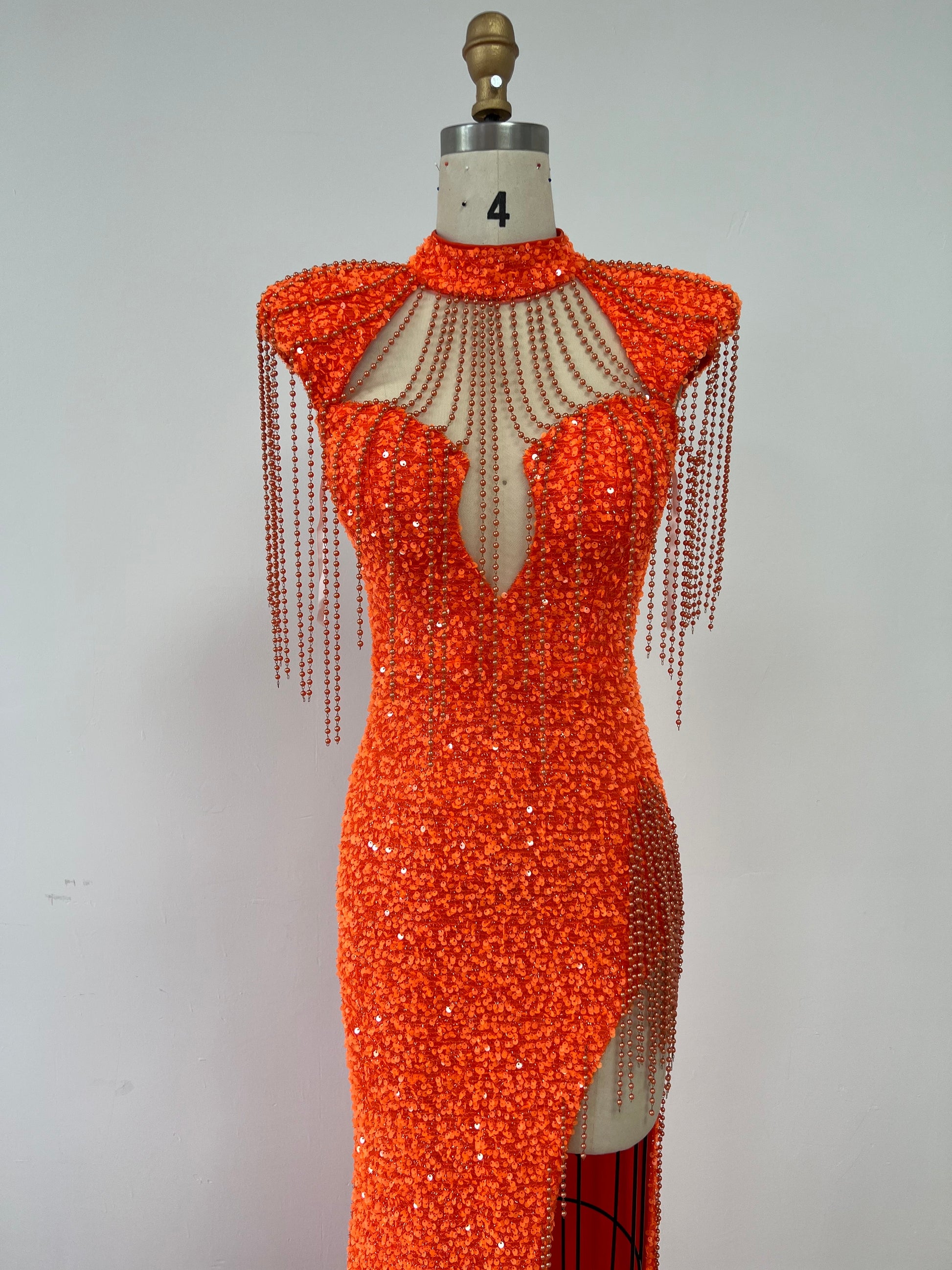 Long Orange Dress floor length dress REBECATHELABEL