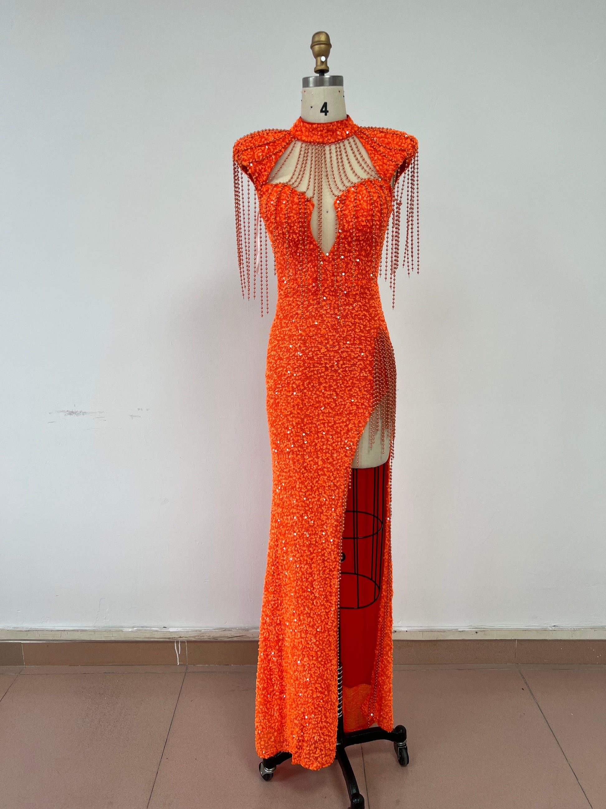 Long Orange Dress floor length dress REBECATHELABEL