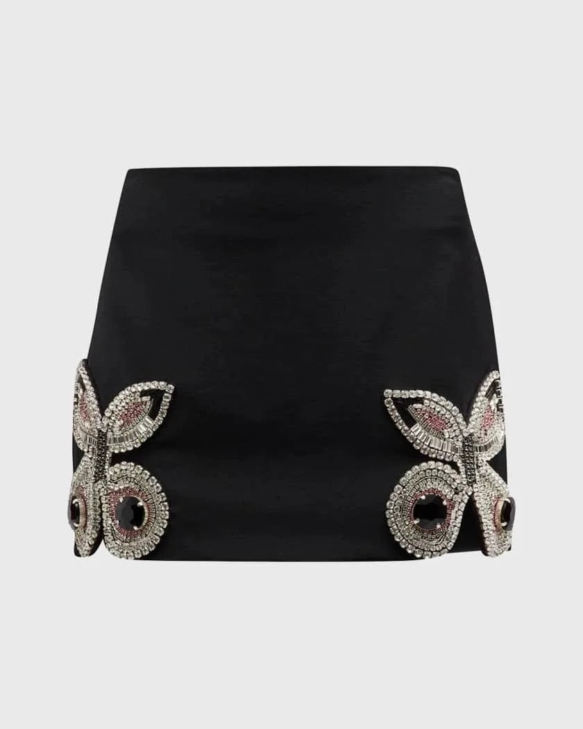 Long Sleeve Butterfly Diamond Short Skirt Set REBECATHELABEL