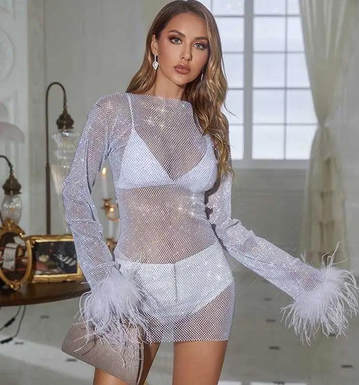 Long Sleeve Furry Sexy Dress REBECATHELABEL