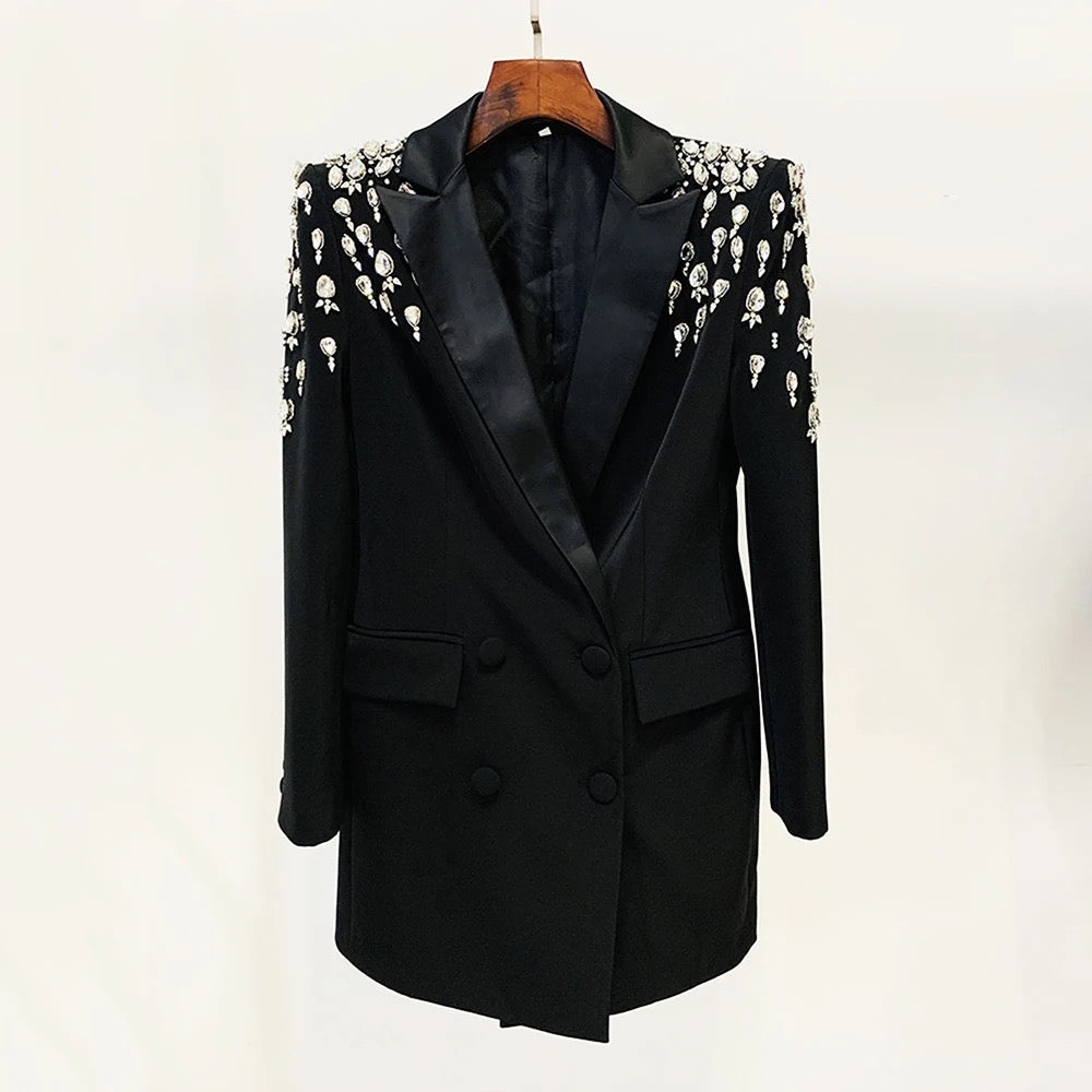 Long Sleeve Luxury Diamond Sexy V-Neck blazer REBECATHELABEL