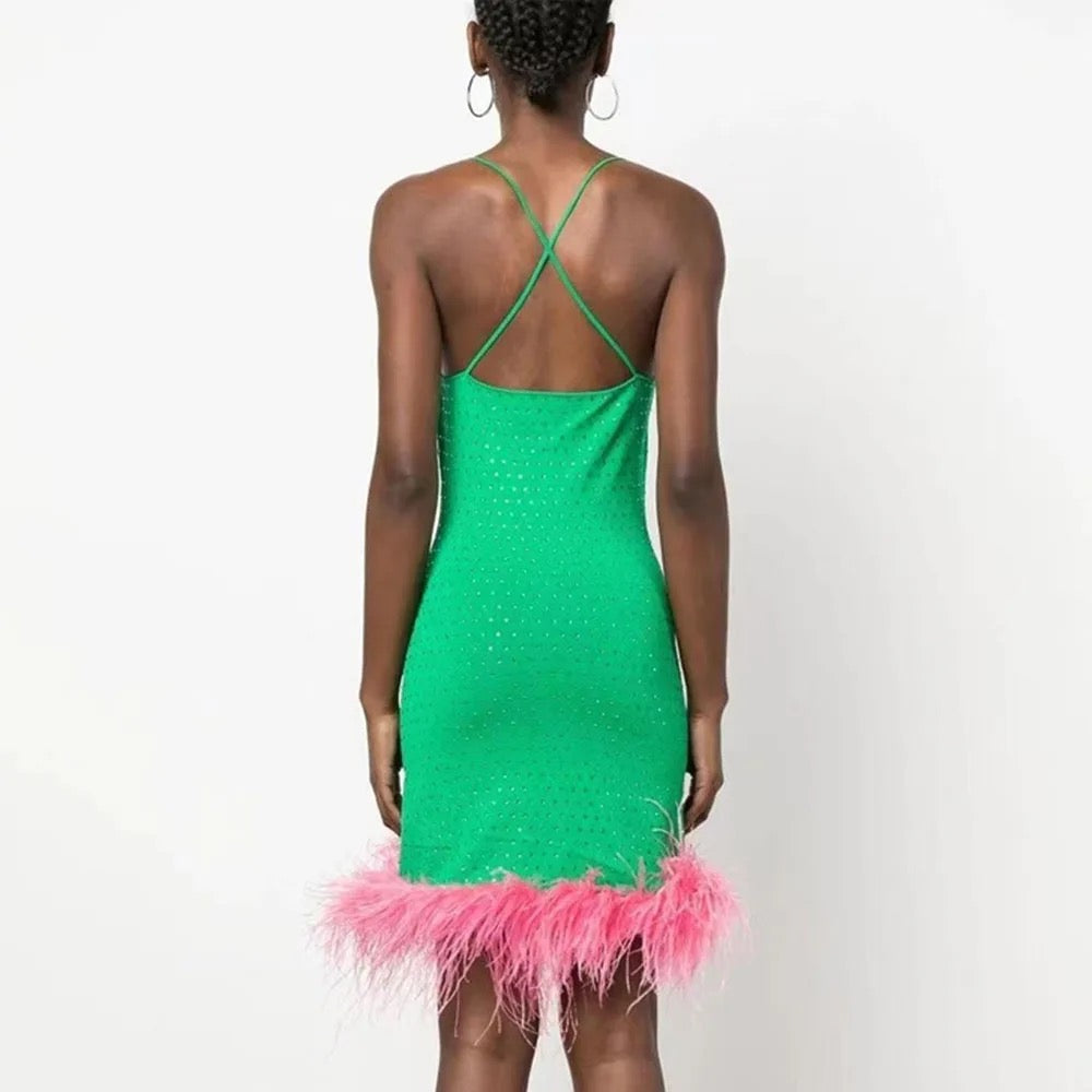 Lulu feather dress REBECATHELABEL